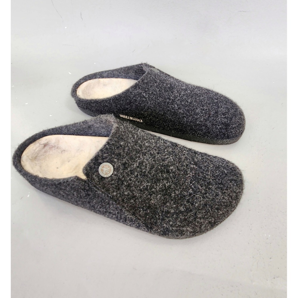 Birkenstock Zermatt Clog Slippers Mens 41 Anthracite Grey Wool Shearling